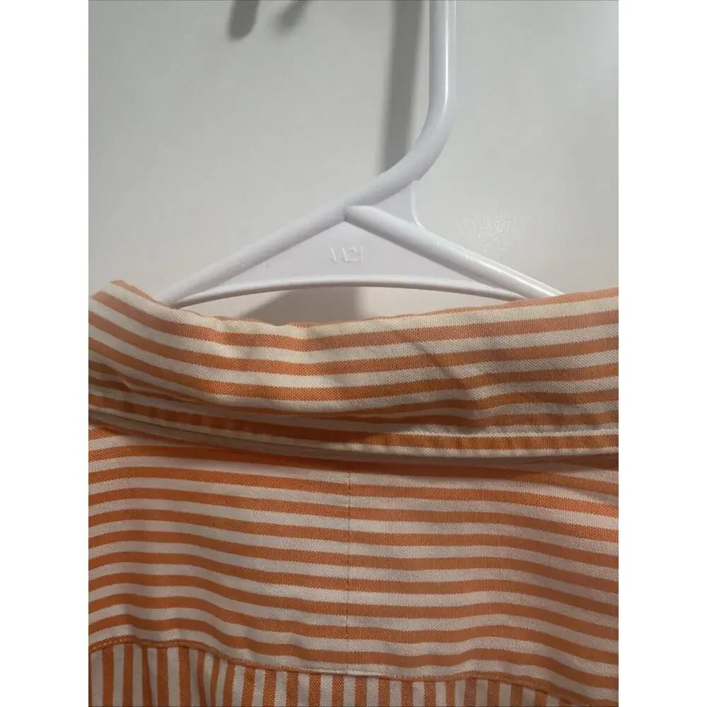 Polo Ralph Lauren Andrew Classic Fit Shirt Men's 17 32/33 Orange White Striped